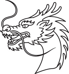 Chinese Dragon Silhouette Icon Vector Mythical Fantasy Creature Ornate Tribal Beast Legendary Logo Symbol Sign Illustration Ancient Power Eastern Myth Heritage Cultural Emblem Fierce Serpent Guardian 