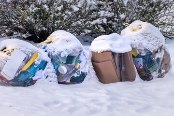 Snow in the garden and outside