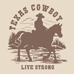 Texas cowboy riding strong