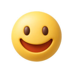 A vibrant yellow smiley face emoji with a cheerful expression on transparent background