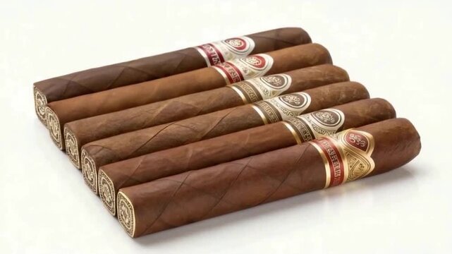 premium cigars isolated on white background video