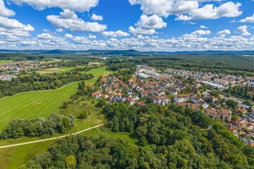 Das sommerliche Pegnitz-Tal rund um Lauf im N&uuml;rnberger Land aus der Vogelperspektive