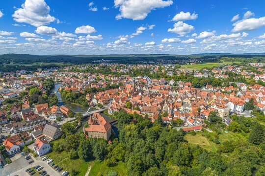 Ausblick auf die mittelfr&auml;nkische Stadt Lauf an der Pegnitz nord&ouml;stlich von N&uuml;rnberg