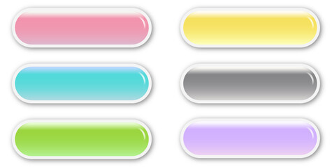 ぷっくりとしたパステルカラーの立体ボタンのイラストセット