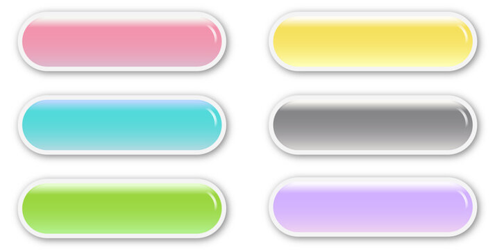 ぷっくりとしたパステルカラーの立体ボタンのイラストセット