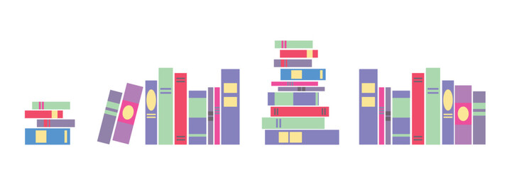 Stacked Books in Vibrant Colors, Library Reading Education Vector
