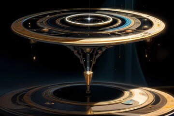 ゲーム背景　未来的魔法陣イメージの宇宙基地