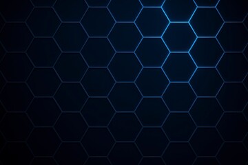 Blue Black Tech Hexagon Background. Technology concept