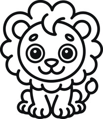 Fototapeta premium Adorable cartoon lion cub coloring page illustration