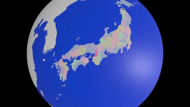 都道府県を色分けした、大阪府のプラネット風地図
