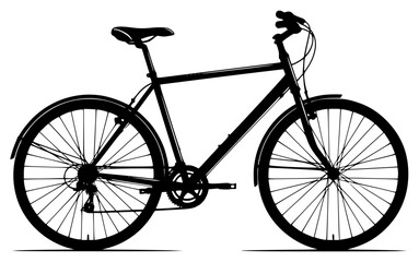 Fototapeta premium a black silhouette of a bicycle on a , bicycle, bike, black, silhouette, against transparent background
