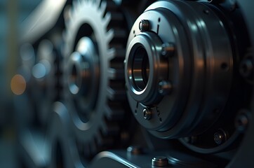Fototapeta premium Close-up of Industrial Gears and Machinery