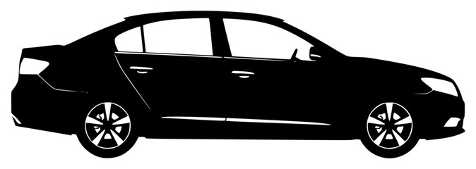 a black silhouette of a car on a , black, car, silhouette, small, against transparent background © Guli Studio