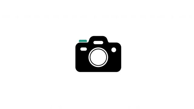 Black Camera Icon, Minimalist black camera icon on trasparent background, symbolizing photography