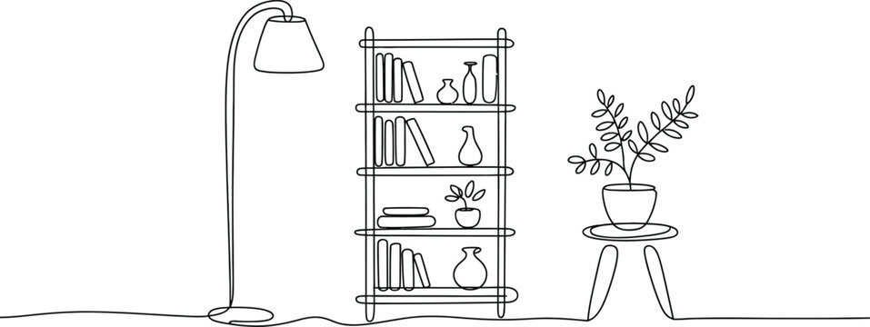 Bookshelf vector 