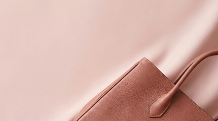 Valentine minimal premium background with copy space Stylish Pink Handbag on Soft Silk Background for Fashion Visuals Valentine elegant commercial design for branding