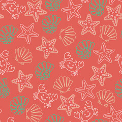 Pastel Sea Life Seamless pattern