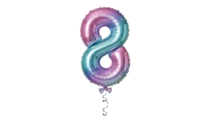 Beautiful number eight balloon in pink blue color for celebration and party decoration