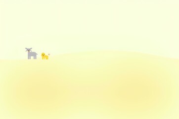 Fototapeta premium Lamb and puppy playing on grassy hill