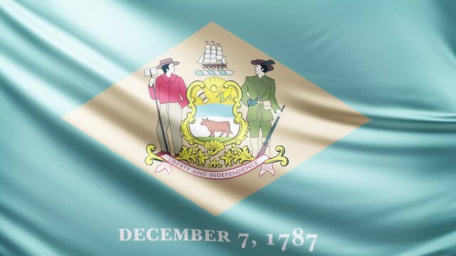 Delaware flag 4K video flag background texture, flag of Delaware waving in the wind, realistic american state flag video, USA, US patriotism
