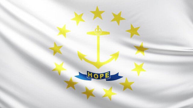 Rhode Island flag 4K video flag background texture, flag of Rhode Island waving in the wind, realistic american state flag video, USA, US patriotism