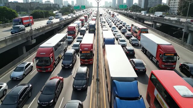 Heavy traffic on a multilane highway
