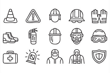 Construction site protection symbols for health and safety documentation