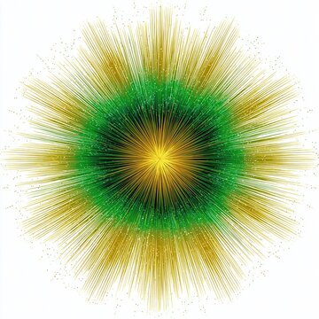 Vibrant Starburst Pattern with Green and Gold