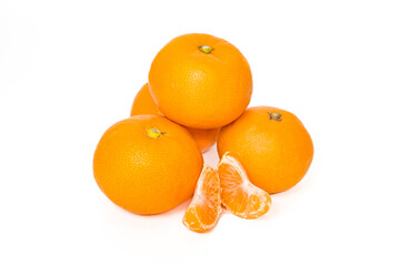 tangerines on white background