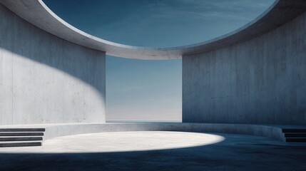 Fototapeta premium Minimalist Concrete Observatory Stage with Ocean View and Sky