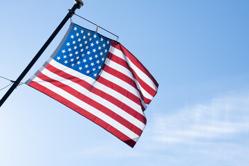 american flag and blue sky