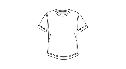 Naklejka premium Simple outline sketch of a blank t-shirt on a white background