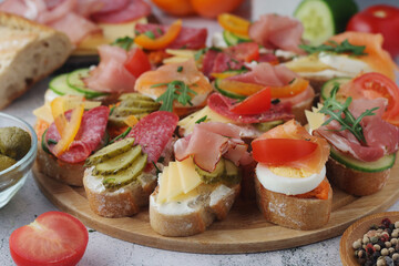 Oblozeny chlebicek or just chlebicek, traditional open sandwich in Czech Republic
