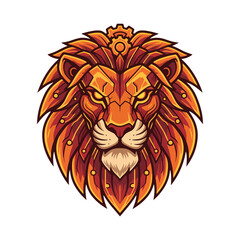Robotic Lion Head Logo with Futuristic Mechanical Design