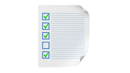 Checklist with green check marks isolated PNG, to do list on transparent background for planning, organization and productivity
