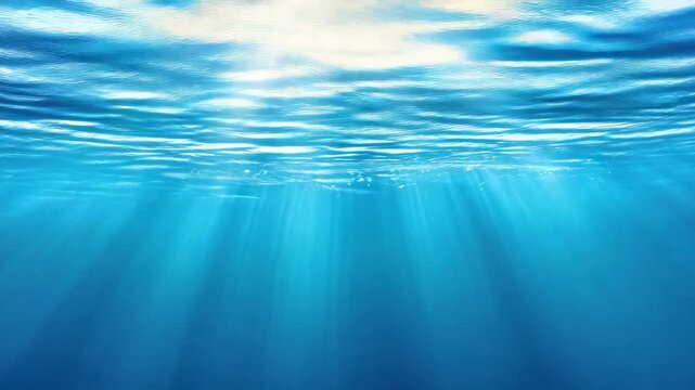 Undersea Symphony of Light: A tranquil aquatic tableau where the sun's rays dance through the water, creating a mesmerizing underwater landscape. 