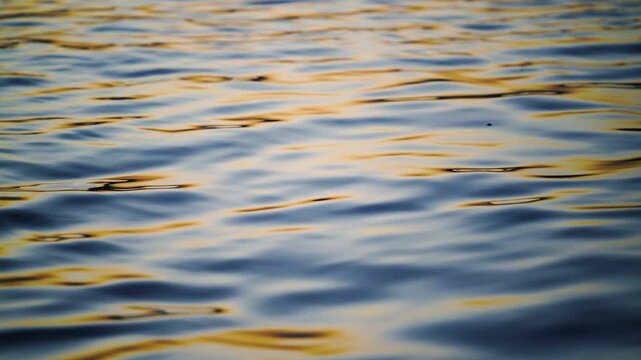 Golden wave of water at sunset with shiny lights