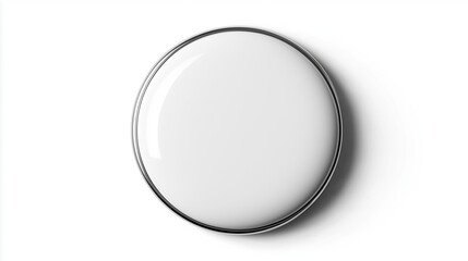 Glossy White Circular Button On White Background