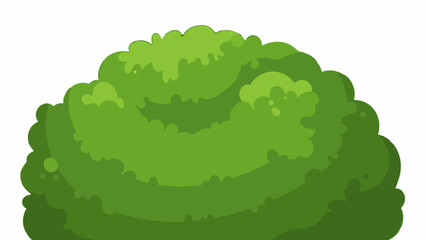 Obraz premium A cartoon-style illustration of a lush green hedge with rounded, fluffy foliage and layered shading