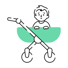 A drawing style illustration depicting baby stroller