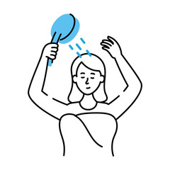 A sketchy style illustration representing washing hair
