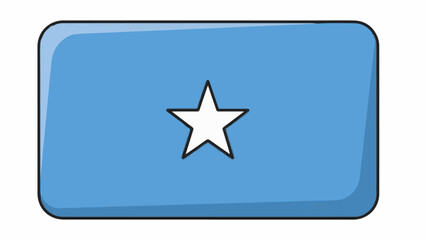 A rectangular shape with rounded corners, filled with light blue color, and a white star in the center