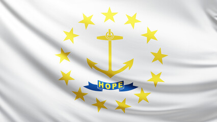Rhode Island flag 4K flag background texture, flag of Rhode Island waving in the wind, realistic american state flag,USA, US patriotism