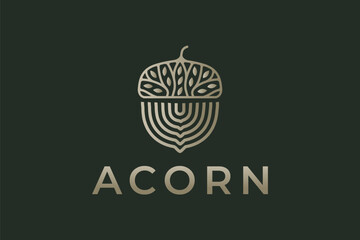 Logo design of a tree and roots forming an acorn © ryno