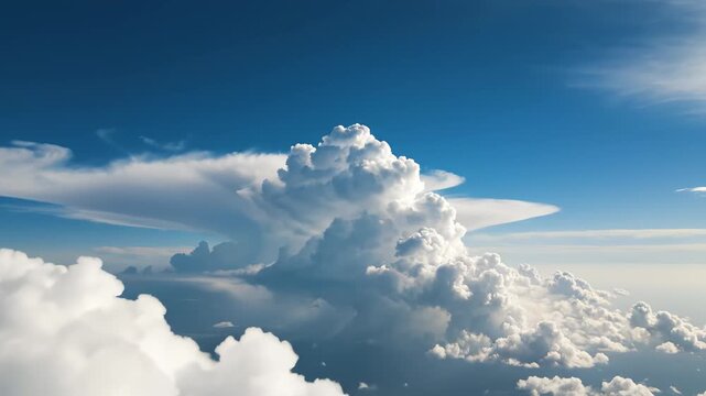 Aerial view of cumulus clouds in blue sky