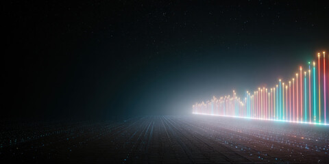 Digital data bar chart illustrating business growth and finance