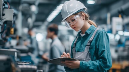 Apprentice learns quality control procedures in a manufacturing facility during working hours