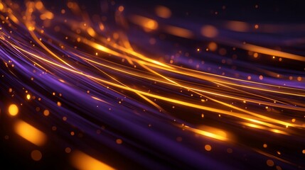 Fintech payment ecosystem with vibrant lines on deep violet background