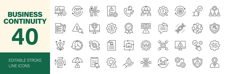 Obraz premium Business continuity icon set. Editable line icons. Vector illustration.