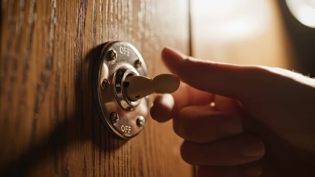 Hand flipping a vintage light switch